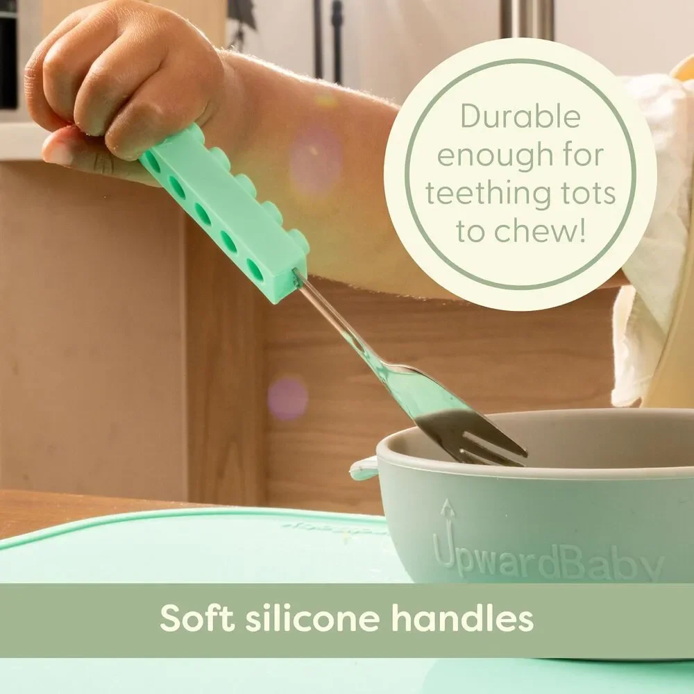 Toddler Silverware Set Interlocking 6 Piece Toddler Spoons&Forks Self-Feeding 2+